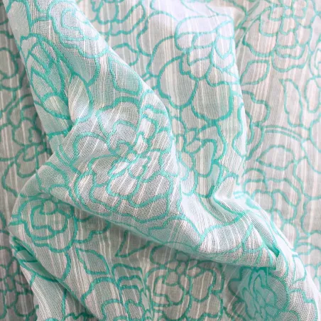 Jacquard Fiori Bianco Tiffany | IL TESSUTAIO