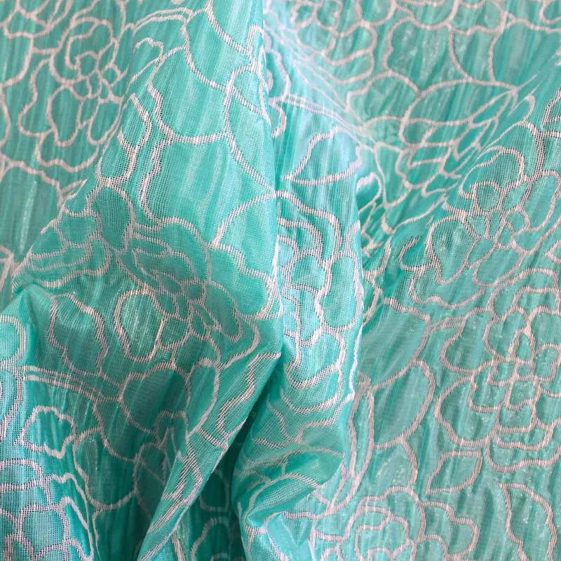 Jacquard Fiori Bianco Tiffany | IL TESSUTAIO