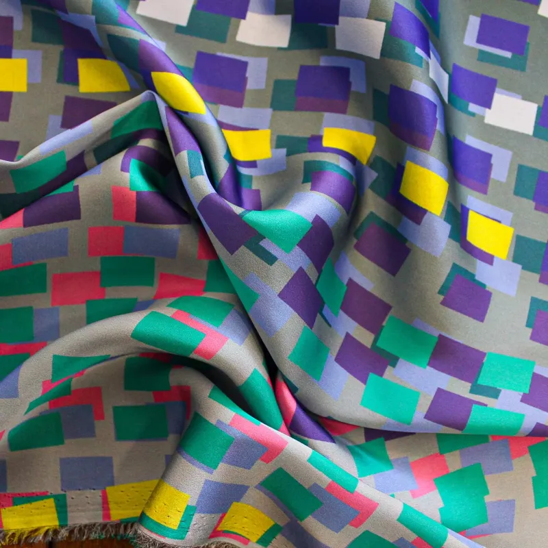 Raso fantasia geometrica Multicolor | TESSUTI CERIMONIA