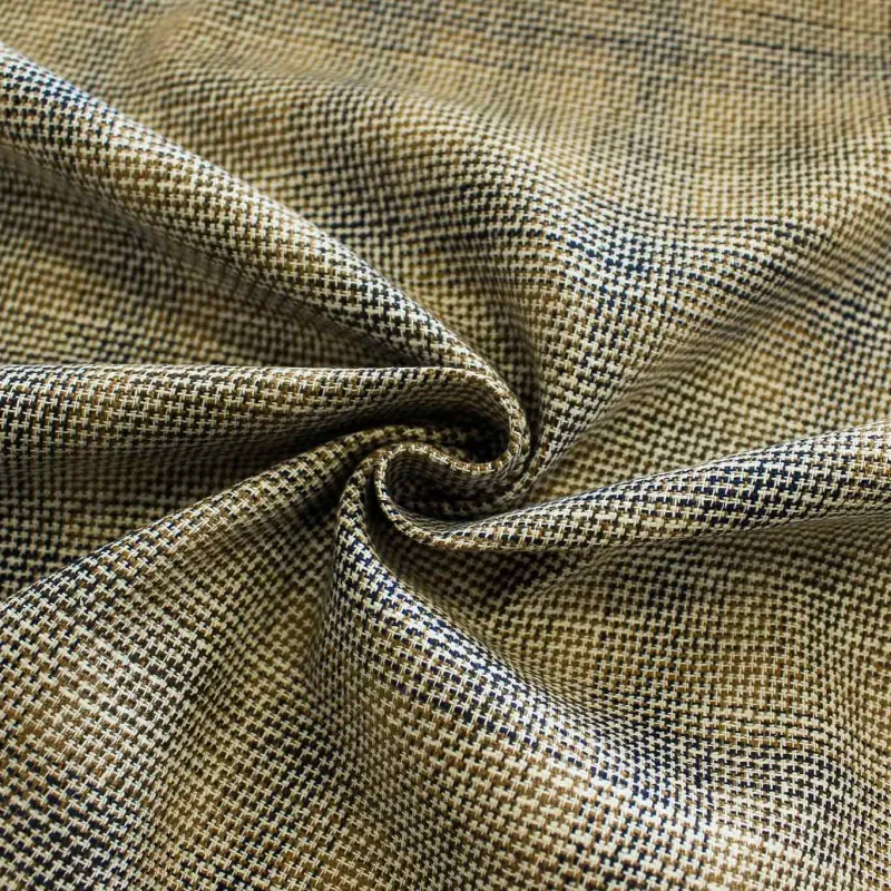 Tessuto Cotone Lino Quadri Blu e Beige | ILTESSUTAIO