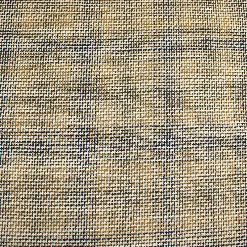 Tessuto Cotone Lino Quadri Blu e Beige | ILTESSUTAIO