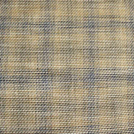 Tessuto Cotone Lino Quadri Blu e Beige | ILTESSUTAIO