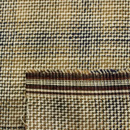 Tessuto Cotone Lino Quadri Blu e Beige | ILTESSUTAIO