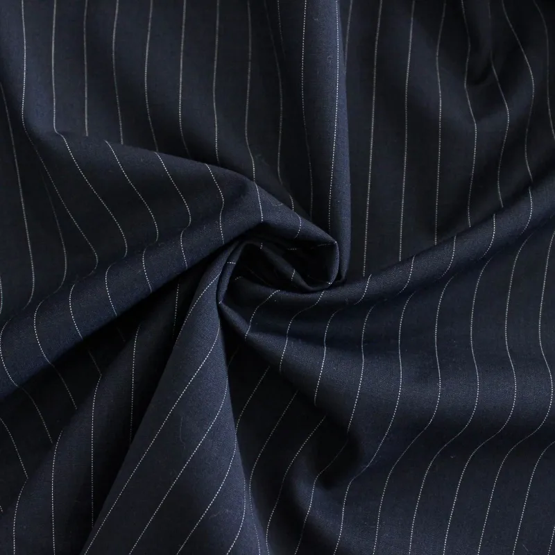 Fresco di Lana Gessato Blu e Bianco | TESSUTI UOMO