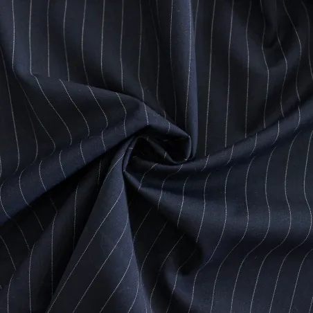 Fresco di Lana Gessato Blu e Bianco | TESSUTI UOMO