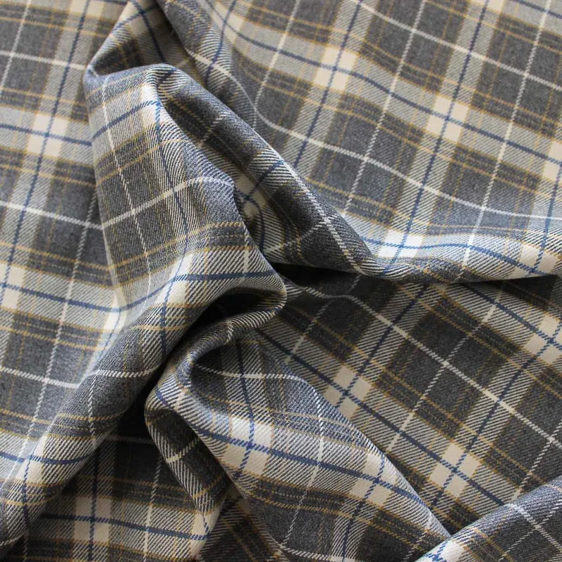 Tessuto scozzese grigio beige e bianco | IL TESSUTAIO
