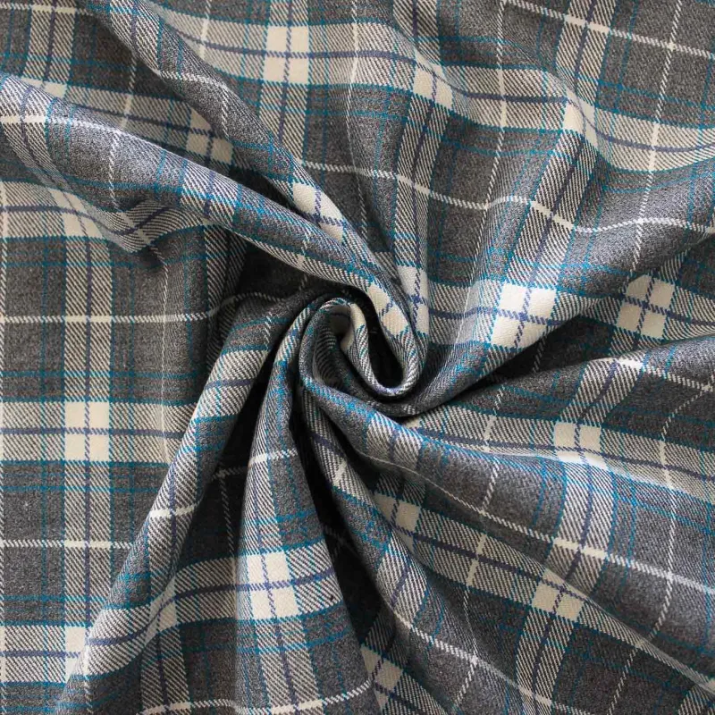 Tessuto scozzese grigio azzurro e bianco | IL TESSUTAIO
