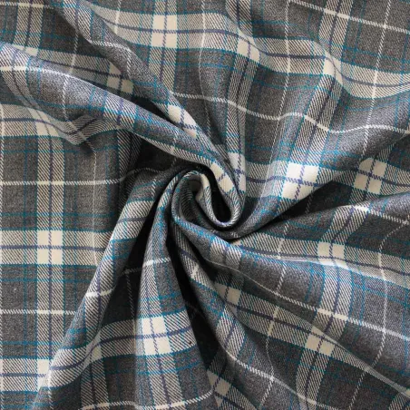 Tessuto scozzese grigio azzurro e bianco | IL TESSUTAIO