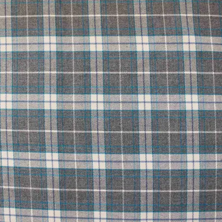 Tessuto scozzese grigio azzurro e bianco | IL TESSUTAIO