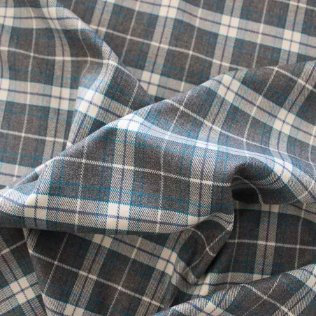 Tessuto scozzese grigio azzurro e bianco | IL TESSUTAIO