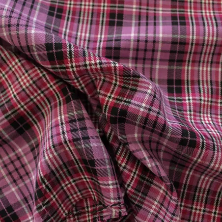 Tessuto scozzese fucsia e nero | IL TESSUTAIO