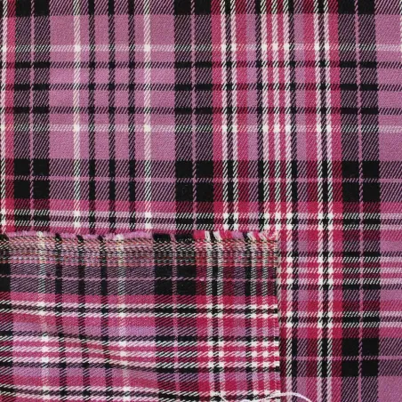 Tessuto scozzese fucsia e nero | IL TESSUTAIO