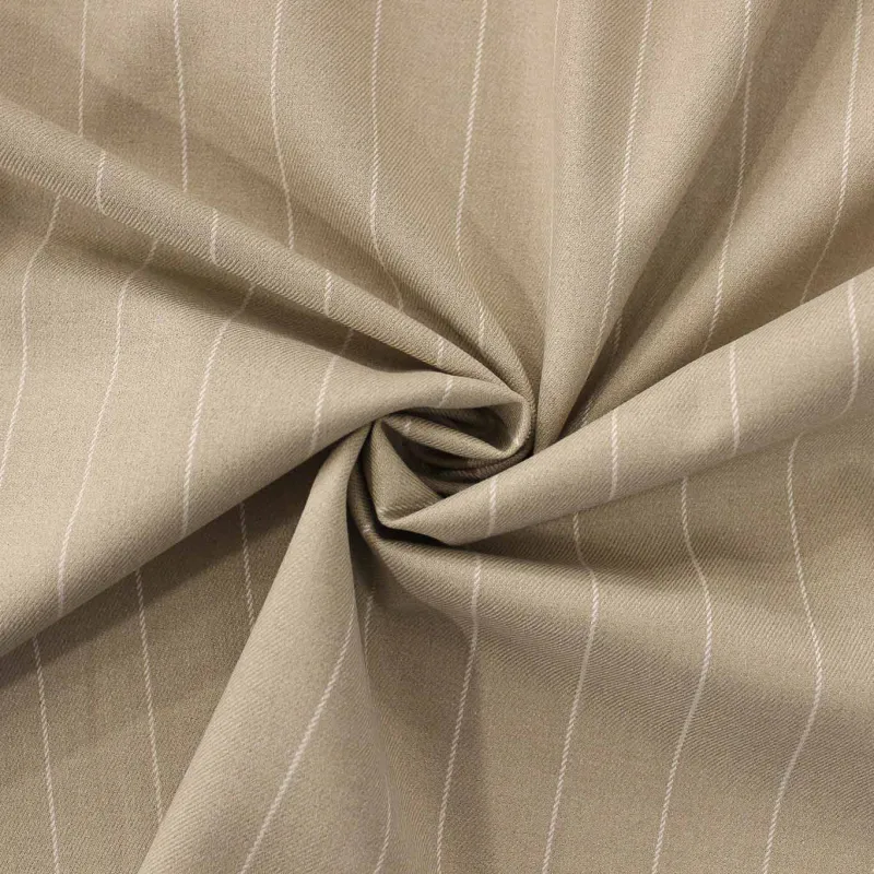 Tessuto Rigato in poliviscosa  Beige Bianco | IL TESSUTAIO