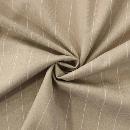 Tessuto Rigato in poliviscosa  Beige Bianco | IL TESSUTAIO