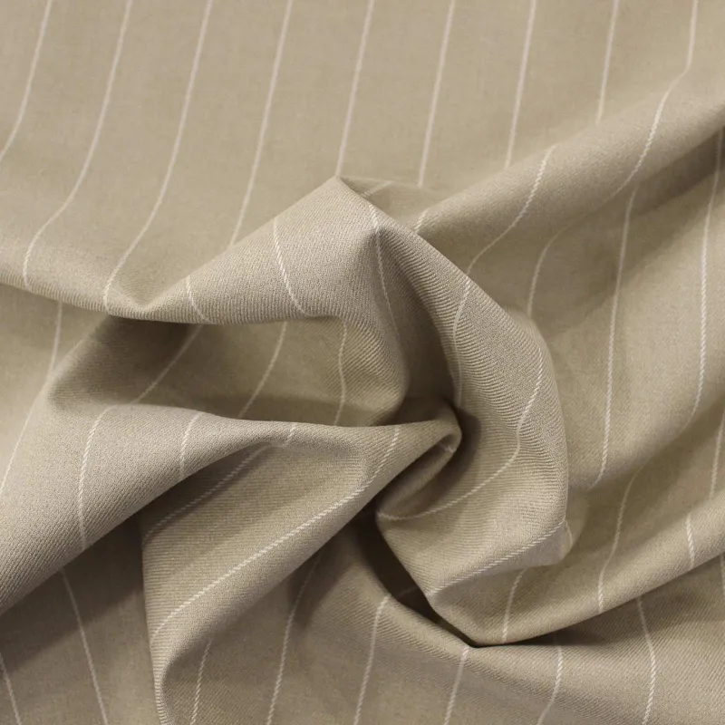 Tessuto Rigato in poliviscosa  Beige Bianco | IL TESSUTAIO