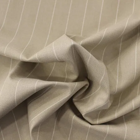 Tessuto Rigato in poliviscosa  Beige Bianco | IL TESSUTAIO