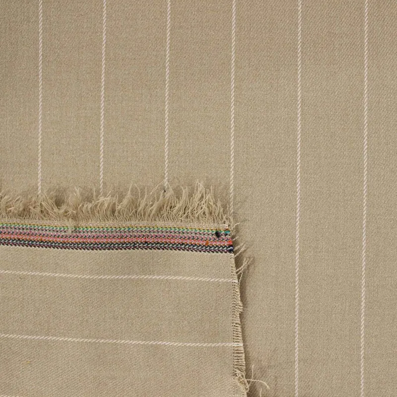 Tessuto Rigato in poliviscosa  Beige Bianco | IL TESSUTAIO