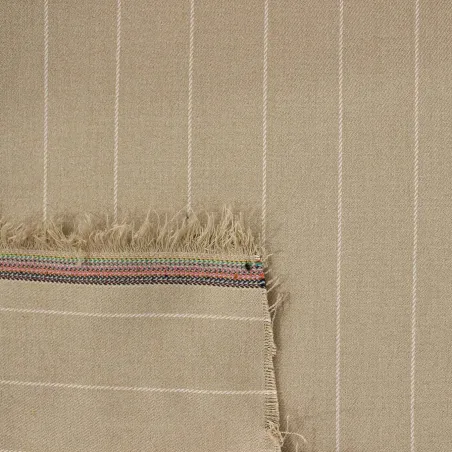 Tessuto Rigato in poliviscosa  Beige Bianco | IL TESSUTAIO