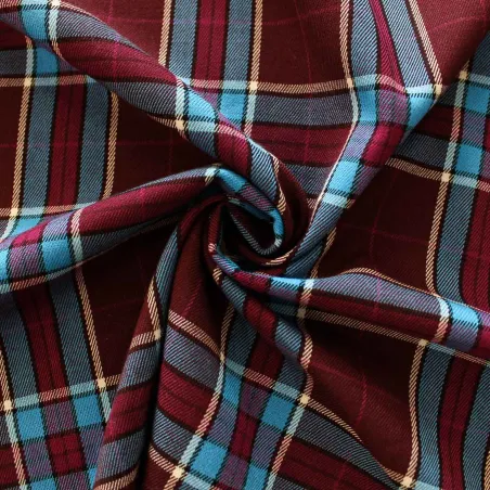 Tessuto scozzese bordeaux e azzurro | IL TESSUTAIO