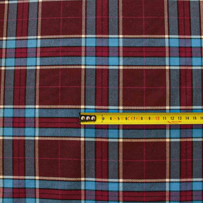 Tessuto scozzese bordeaux e azzurro | IL TESSUTAIO