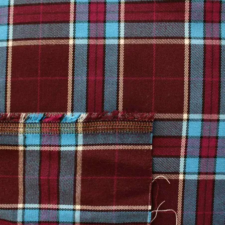 Tessuto scozzese bordeaux e azzurro | IL TESSUTAIO