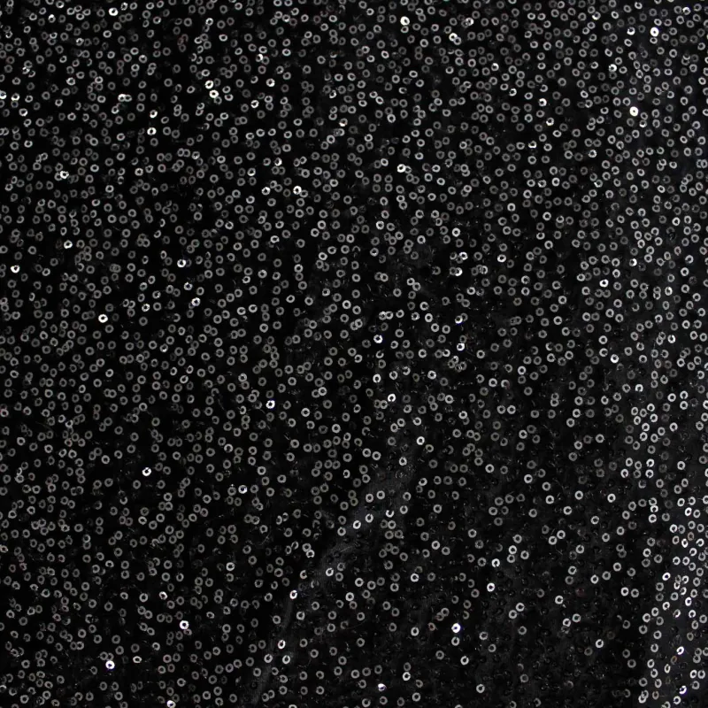 Tessuto velluto ciniglia con paillettes nero | IL TESSUTAIO