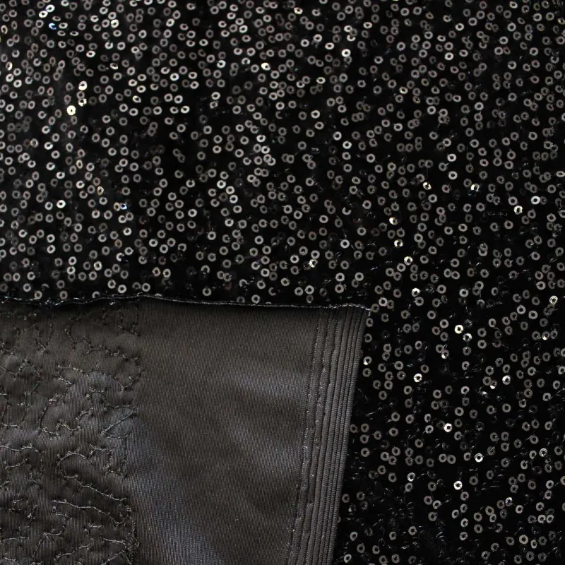 Tessuto velluto ciniglia con paillettes nero | IL TESSUTAIO