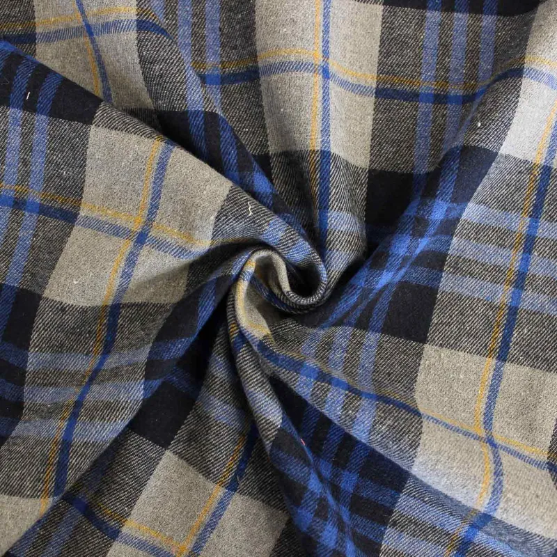 Tessuto scozzese blu grigio ocra | IL TESSUTAIO