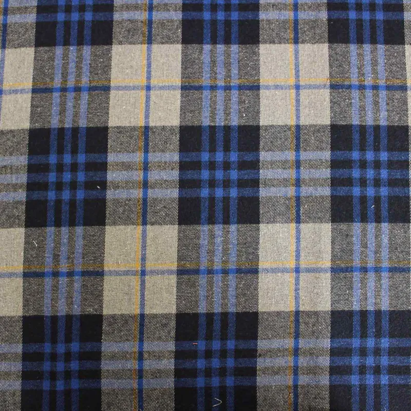Tessuto scozzese blu grigio ocra | IL TESSUTAIO