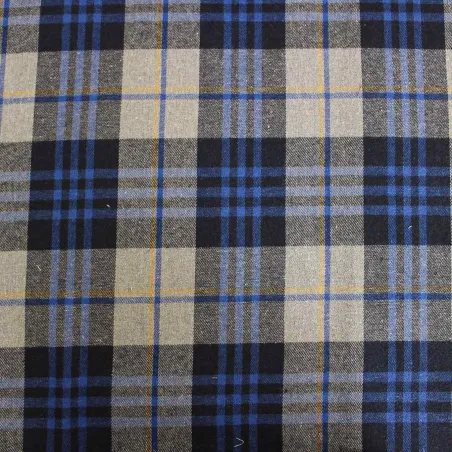 Tessuto scozzese blu grigio ocra | IL TESSUTAIO