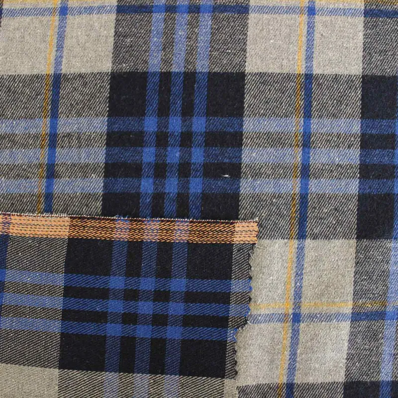 Tessuto scozzese blu grigio ocra | IL TESSUTAIO