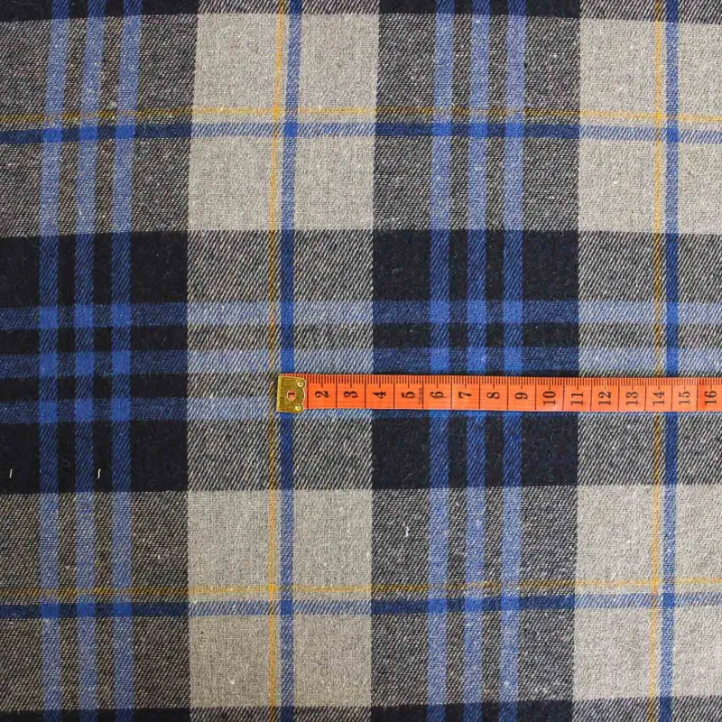 Tessuto scozzese blu grigio ocra | IL TESSUTAIO