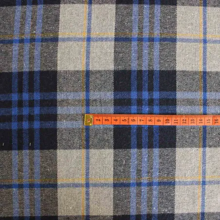 Tessuto scozzese blu grigio ocra | IL TESSUTAIO