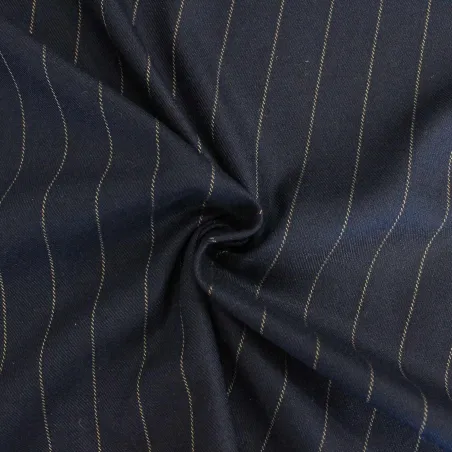 Tessuto Gessato in poliviscosa  Blu Beige  | IL TESSUTAIO