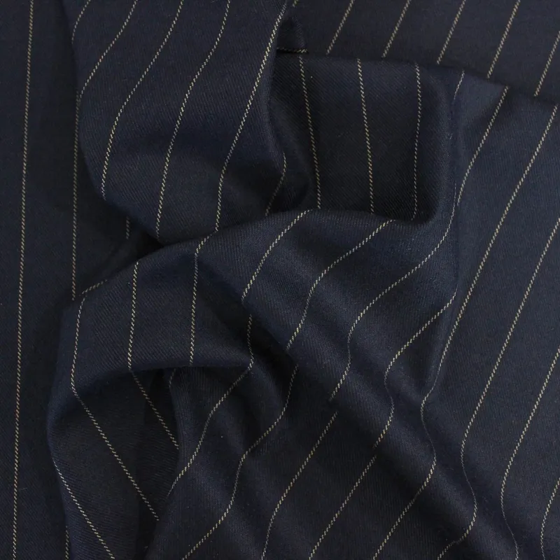 Tessuto Gessato in poliviscosa  Blu Beige  | IL TESSUTAIO