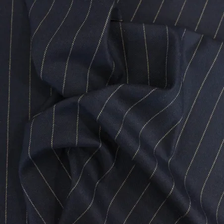 Tessuto Gessato in poliviscosa  Blu Beige  | IL TESSUTAIO