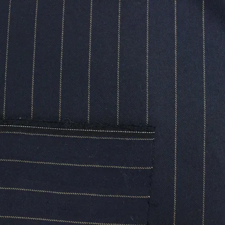 Tessuto Gessato in poliviscosa  Blu Beige  | IL TESSUTAIO