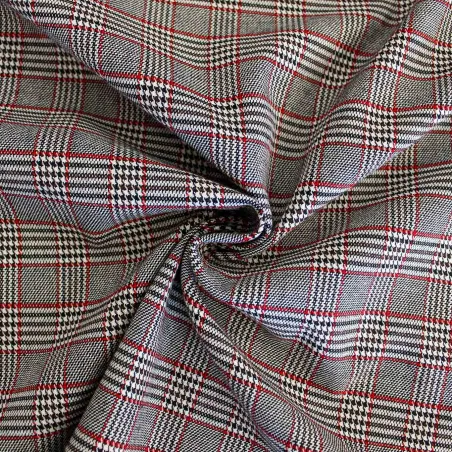 Tessuto scozzese grigio rosso | IL TESSUTAIO