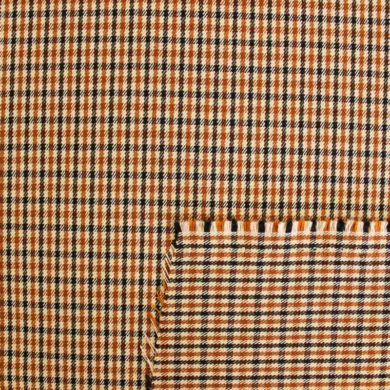 Tessuto Scozzese Coccio Beige Nero | IL TESSUTAIO