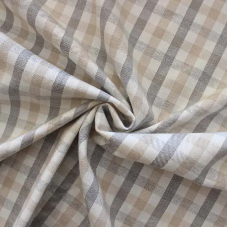 Tessuto Scozzese Beige Bianco Grigio | IL TESSUTAIO