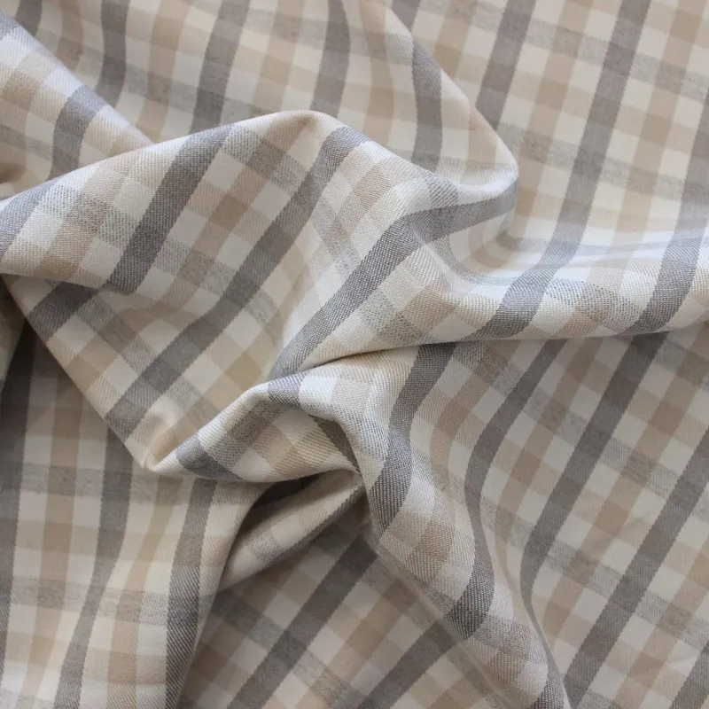 Tessuto Scozzese Beige Bianco Grigio | IL TESSUTAIO