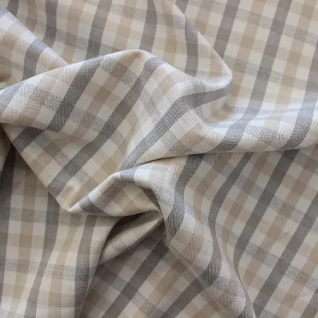 Tessuto Scozzese Beige Bianco Grigio | IL TESSUTAIO