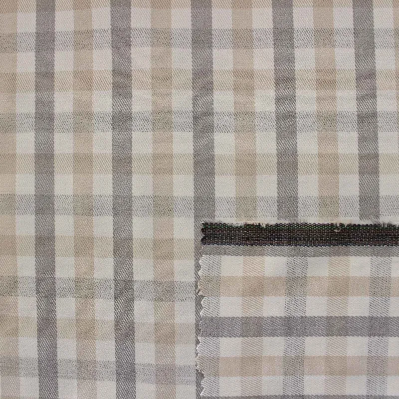 Tessuto Scozzese Beige Bianco Grigio | IL TESSUTAIO