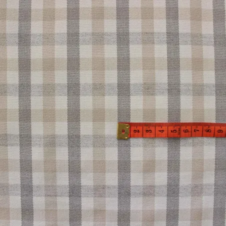 Tessuto Scozzese Beige Bianco Grigio | IL TESSUTAIO