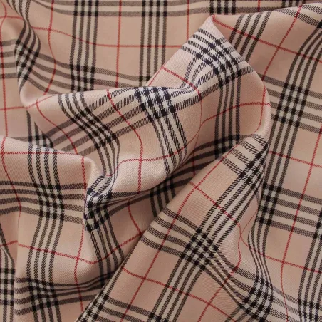 Tessuto scozzese rosa rosso nero | IL TESSUTAIO