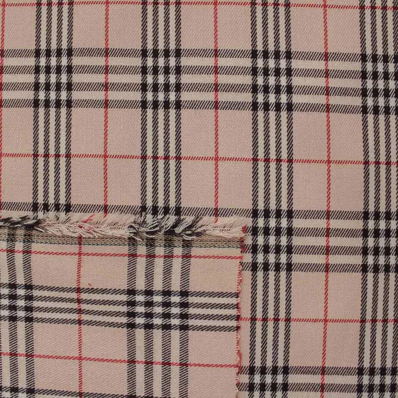 Tessuto scozzese rosa rosso nero | IL TESSUTAIO