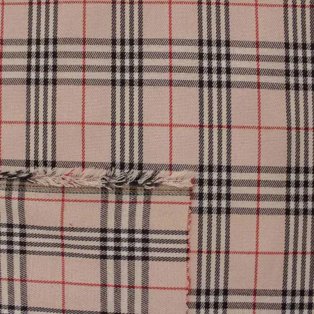 Tessuto scozzese rosa rosso nero | IL TESSUTAIO