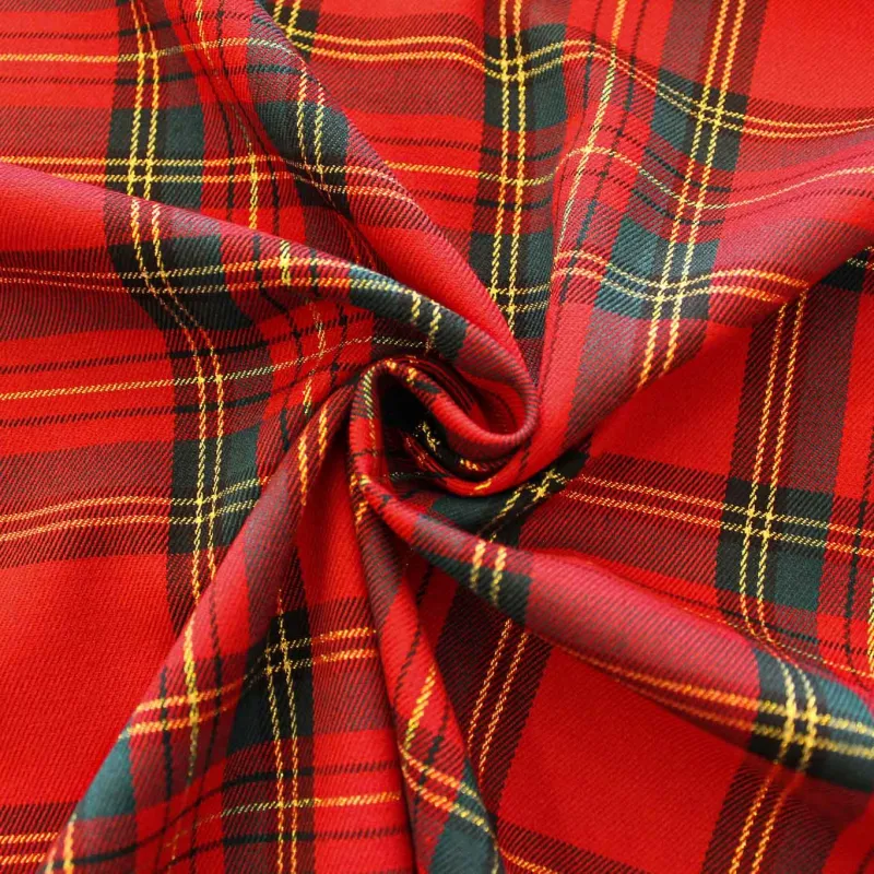Tessuto Scozzese Lurex Rosso Verde Oro | IL TESSUTAIO