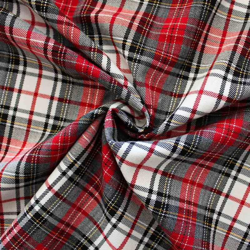 Tessuto Scozzese Grigio Rosso Bianco | IL TESSUTAIO