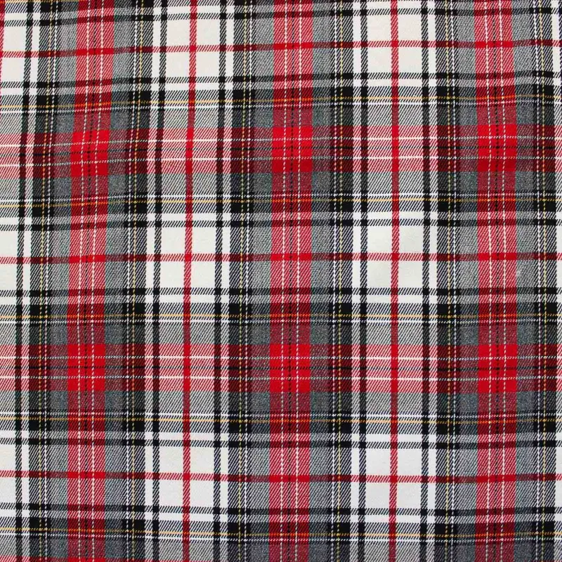 Tessuto Scozzese Grigio Rosso Bianco | IL TESSUTAIO